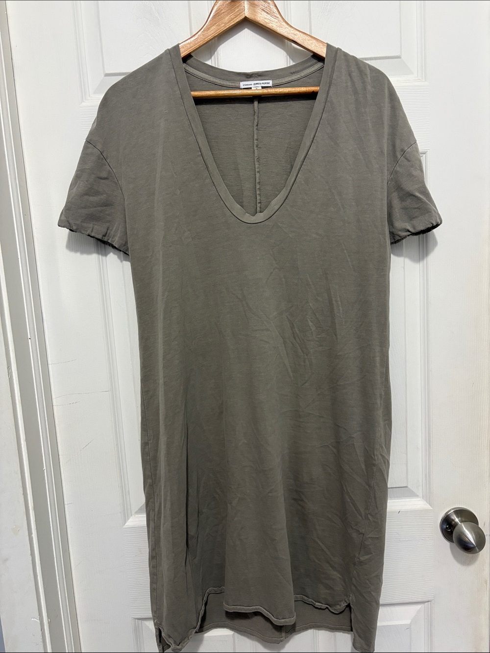 James Perse deep V rolled sleeve t-shirt dress.